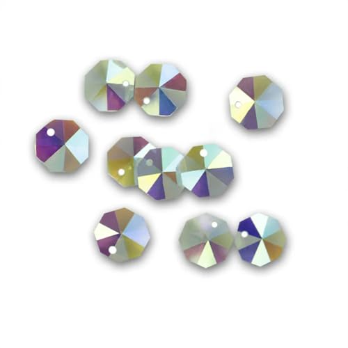 100–2000 Stück 14 MM 1 Loch/2 Löcher Glaskunst Lampe Prisma Kronleuchter Teil DIY Kristall Achteck Perlen Ornament Hängende Dekoration Spacer Verbinder von ZXFLOOR