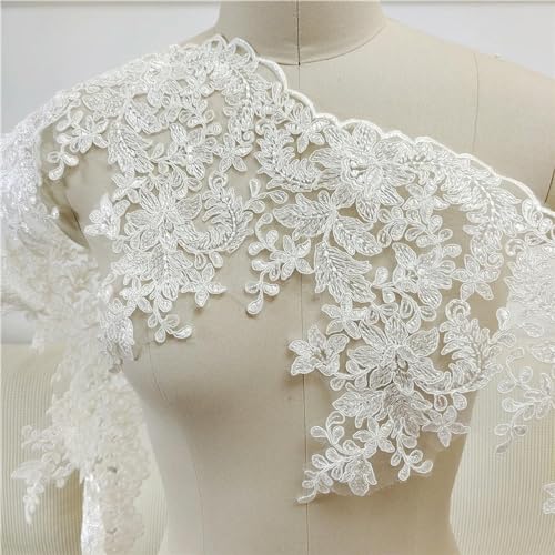 2/5 Yards weiße Blume Spitze Trim, Nähen Handwerk Zubehör Blütenblatt Spitze Stoff für Braut Schleier Hochzeit 25CM breit von ZXFLOOR