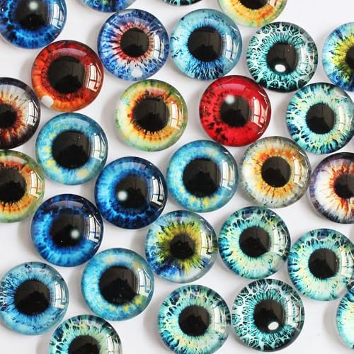 ZXFLOOR 20–200 Stück 8 mm, 10 mm, 12 mm, 14 mm, 16 mm, 18 mm, 20 mm, 25 mm, zufällig gemischte Puppenaugen, runder Glascabochon, Flache Rückseite, Fotozubehör, Ohrringe, Basis ZXFLOOR 20–200 Stück 8 mm, 10 mm, 12 mm, 14 mm, 16 mm, 18 mm, 20 mm, 25 mm, zufällig gemischte Puppenaugen, runder Glascabochon, Flache Rückseite, Fotozubehör, Ohrringe, Basis von ZXFLOOR