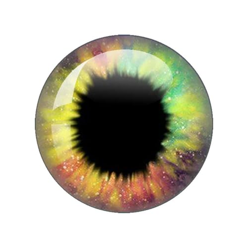 ZXFLOOR 48 Stück Glasaugen Cabochons rund 10MM-40MM runde Kuppel Drachenauge Drachen Katzenauge Spielzeug DIY Schmuck Zubehör Mix Pupillenauge von ZXFLOOR