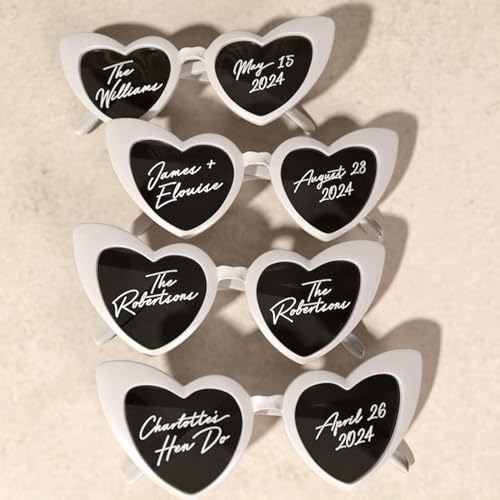 ZXH Personalisierte Herz-Sonnenbrillen-Aufkleber, DIY-Vinyl-Aufkleber, benutzerdefinierte Namensaufkleber, Hochzeit, Junggesellinnenabschied, Junggesellinnenabschied, Partyzubehör, personalisierte von ZXH