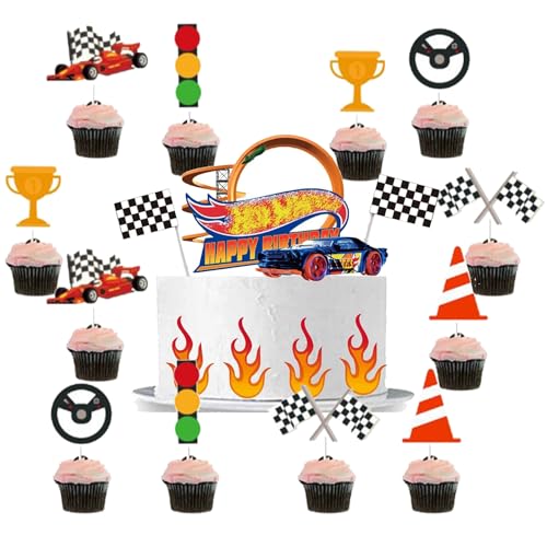 Hot Wh-eels Kuchendeko Geburtstag Set,20pcs Rennauto Tortendeko aus Papier,für Kindergeburtstag Cupcakes, Motivtorten & AutoTheme-Deko Hot Wh-eels Kuchendeko Geburtstag Set,20pcs Rennauto Tortendeko aus Papier,für Kindergeburtstag Cupcakes, Motivtorten & AutoTheme-Deko von ZXHBPPBF
