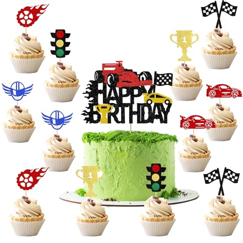 Rennauto Tortendeko Set für Geburtstagspartys,13pcs Racing Auto Kuchen Topper aus Papier,für Cupcakes, Motivtorten & Racing AutoTheme-Deko Rennauto Tortendeko Set für Geburtstagspartys,13pcs Racing Auto Kuchen Topper aus Papier,für Cupcakes, Motivtorten & Racing AutoTheme-Deko von ZXHBPPBF