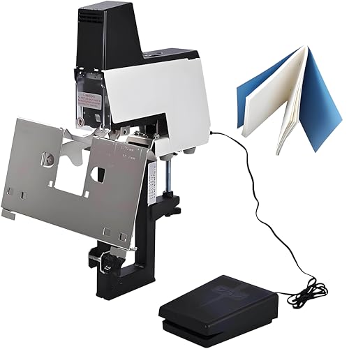 ZXINXIN Elektrischer Hefter, Flachhefter mit Sattelhefter, ausgestattet mit einem 1- bis 9-stufigen Bindedruckknopf, Fußpedalschalter, Bindestärke 30 Blatt, 100 mm Nageltiefe von ZXINXIN