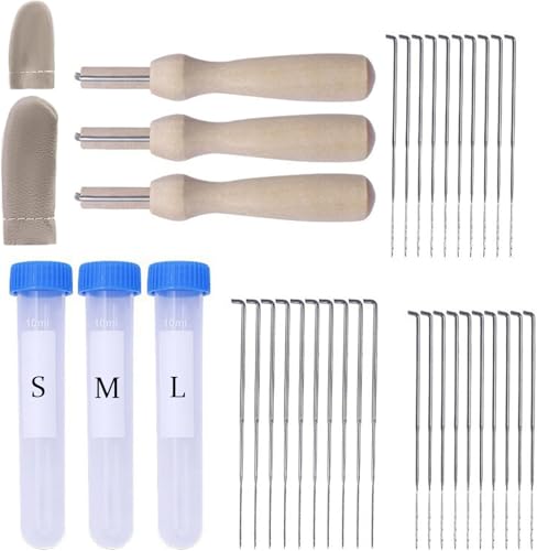 38 Stück Filznadeln Zum Trockenfilzen Set, Mit 3pcs Filz Holzgriff Werkzeug Und 3 Klare Flaschen, Zwei zufällig Finger Schutzhüllen, Nadelfilz Set, Trockenfilzen Set, Ideal Für Anfänger Oder Profis von ZXJLWR