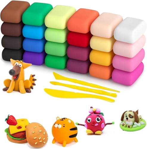 Clay, 36 Farben Knete Lufttrocknend für Kinder, Modelliermasse Lufttrocknend, Exquisite Lufttrocknende Modelliermasse, Air Dry Clay, Geschenk für Jungen und Mädchen im Alter von 3-12 Jahren von ZXJLWR
