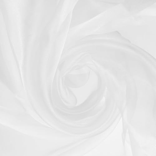 Weiß Organza Stoff, 2x1.6m Organza Tischläufer Weiß zum Dekorieren, Einfach Und Stillroll Tüll, Chiffon Meterware für Hochzeit, Durchsichtiger Stoff Für Schals, Geschenke Deko von ZXJLWR