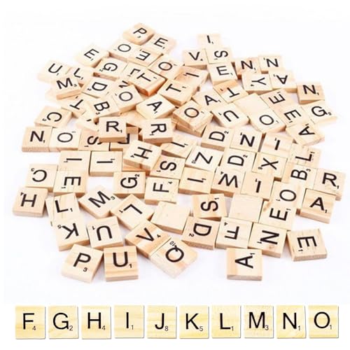ZXJLWR 200 Stück Scrabble Buchstaben Holz, A Bis Z Holzbuchstaben Set, 20 X 18 X 5mm Buchstaben Holz, Für Brettspiele Hochzeit Rahmen Wandkunst Ersatz DIY Handwerk Schmuck Scrapbooking von ZXJLWR