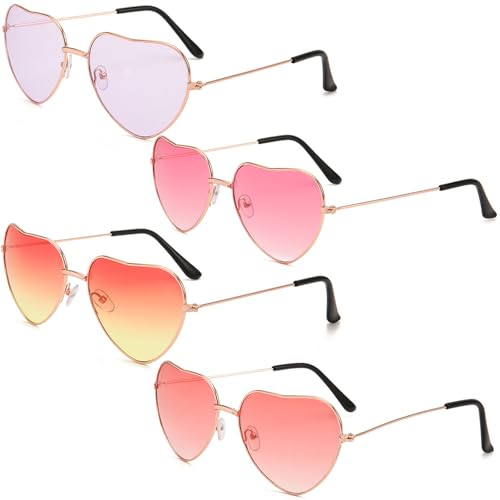 ZXJLWR 4 Stück Herz Sonnenbrille, Hippie Brille Damen Retro Herzbrillen in Rot, Rosa, Orange, Lila, Hippie Sonnenbrille Damen, Herzchen Brille für Geburtstagsfeier Party Foto Requisiten ZXJLWR 4 Stück Herz Sonnenbrille, Hippie Brille Damen Retro Herzbrillen in Rot, Rosa, Orange, Lila, Hippie Sonnenbrille Damen, Herzchen Brille für Geburtstagsfeier Party Foto Requisiten von ZXJLWR