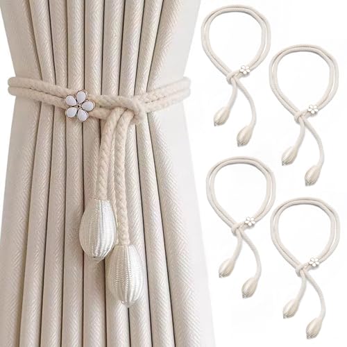 ZXJLWR Raffhalter Für Vorhänge, 4 Stück Vorhang Raffhalter, Off White Gardinenhalter, Einstellbar Gardinen Zusammenbinden, Eleganter Curtain Rope Buckle Für Gardinen Befestigung ZXJLWR Raffhalter Für Vorhänge, 4 Stück Vorhang Raffhalter, Off White Gardinenhalter, Einstellbar Gardinen Zusammenbinden, Eleganter Curtain Rope Buckle Für Gardinen Befestigung von ZXJLWR