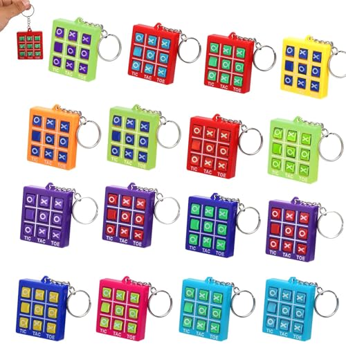 Tic Tac Toe, 16 Stück Tic Tac Toe Mitgebsel, Tic Tac Toe Mini, Party-mitgebsel, Mini Schlüsselanhänger für Jungen Mädchen Gastgesche (Zufällige Farbe) von ZXJLWR