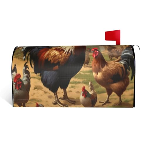 Bauernhof-Druck Huhn und Hahn – wasserdichte Stoff-Briefkastenabdeckung mit Magnetverschluss – anpassbare dekorative Hülle für Outdoor-Briefkästen – passend für 53,3 x 45,7 cm Bauernhof-Druck Huhn und Hahn – wasserdichte Stoff-Briefkastenabdeckung mit Magnetverschluss – anpassbare dekorative Hülle für Outdoor-Briefkästen – passend für 53,3 x 45,7 cm von ZXMDZTSS
