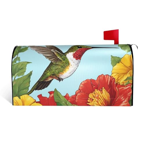 Briefkastenabdeckung mit Blumendruck, wasserdicht, mit Magnetverschluss, anpassbare dekorative Hülle für Briefkästen im Freien, passend für 64,8 x 53,3 cm von ZXMDZTSS
