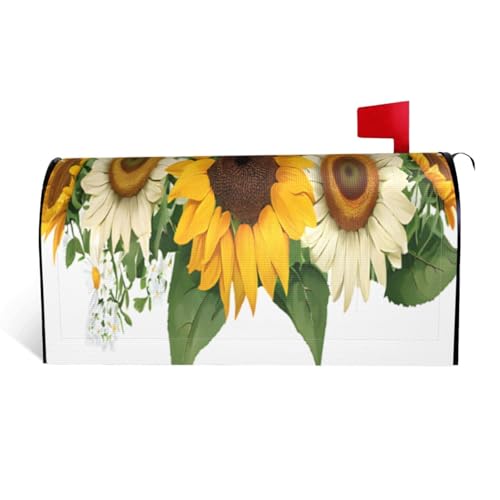 Briefkastenabdeckung mit Sonnenblumen-Druck, wasserdicht, mit Magnetverschluss, anpassbare dekorative Hülle für Briefkästen im Freien, passend für 53,3 x 45,7 cm Briefkastenabdeckung mit Sonnenblumen-Druck, wasserdicht, mit Magnetverschluss, anpassbare dekorative Hülle für Briefkästen im Freien, passend für 53,3 x 45,7 cm von ZXMDZTSS