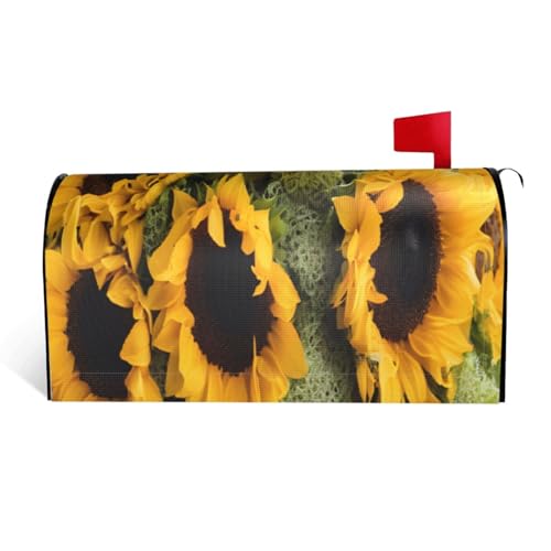 Briefkastenabdeckung mit Sonnenblumen-Druck, wasserdicht, mit Magnetverschluss, anpassbare dekorative Hülle für Briefkästen im Freien, passend für 64,8 x 53,3 cm von ZXMDZTSS