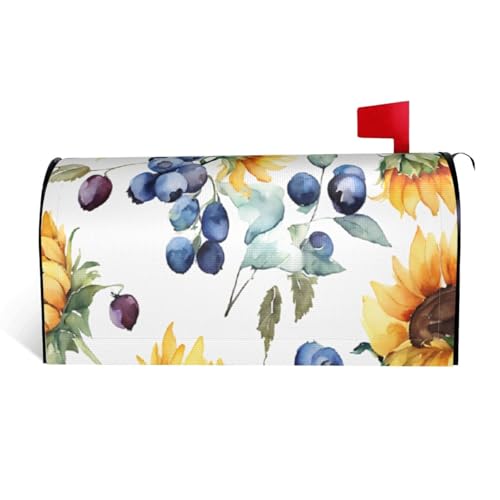Briefkastenabdeckung mit Sonnenblumen-Druck, wasserdicht, mit Magnetverschluss, anpassbare dekorative Hülle für Briefkästen im Freien, passend für 64,8 x 53,3 cm Briefkastenabdeckung mit Sonnenblumen-Druck, wasserdicht, mit Magnetverschluss, anpassbare dekorative Hülle für Briefkästen im Freien, passend für 64,8 x 53,3 cm von ZXMDZTSS