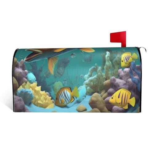 Bunte Fische unter dem Meer – Druck wasserdichte Stoffbriefkastenabdeckung mit Magnetverschluss – anpassbare dekorative Hülle für Briefkästen im Freien – passend für 53,3 x 45,7 cm Bunte Fische unter dem Meer – Druck wasserdichte Stoffbriefkastenabdeckung mit Magnetverschluss – anpassbare dekorative Hülle für Briefkästen im Freien – passend für 53,3 x 45,7 cm von ZXMDZTSS