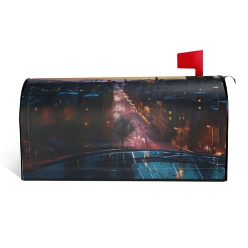 Cityscape Dusk – Wasserdichter Stoffbriefkastendeckel mit Magnetverschluss – anpassbare dekorative Hülle für Briefkästen im Freien – passend für 64,8 x 53,3 cm von ZXMDZTSS