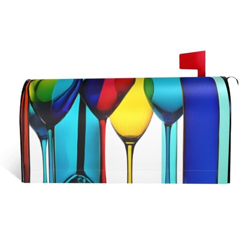Cocktailgläser und Weinflaschen, bedruckter wasserdichter Stoffbriefkastendeckel mit Magnetverschluss, anpassbare dekorative Hülle für Briefkästen im Freien, passend für 64,8 x 53,3 cm Cocktailgläser und Weinflaschen, bedruckter wasserdichter Stoffbriefkastendeckel mit Magnetverschluss, anpassbare dekorative Hülle für Briefkästen im Freien, passend für 64,8 x 53,3 cm von ZXMDZTSS