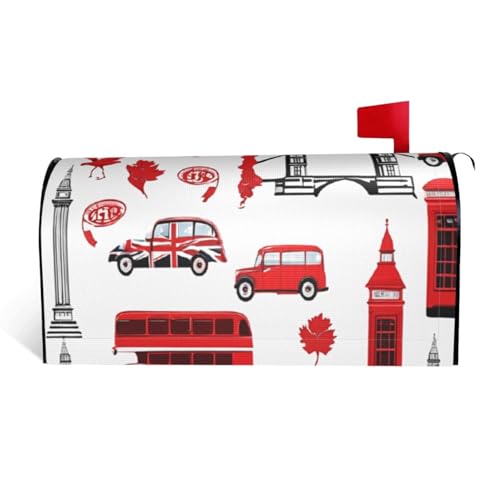 England-Symbole – Druck wasserdichte Stoff-Briefkastenabdeckung mit Magnetverschluss – anpassbare dekorative Hülle für Outdoor-Briefkästen – passend für 64,8 x 53,3 cm von ZXMDZTSS