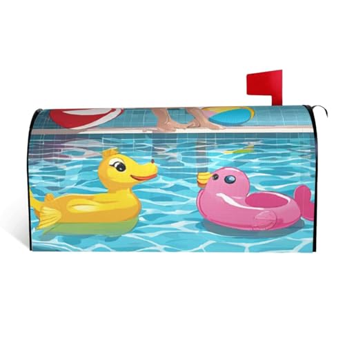 Flamingo und Schwimmbad – Druck wasserdichte Stoff-Briefkastenabdeckung mit Magnetverschluss – anpassbare dekorative Hülle für Briefkästen im Freien – passend für 64,8 x 53,3 cm Flamingo und Schwimmbad – Druck wasserdichte Stoff-Briefkastenabdeckung mit Magnetverschluss – anpassbare dekorative Hülle für Briefkästen im Freien – passend für 64,8 x 53,3 cm von ZXMDZTSS