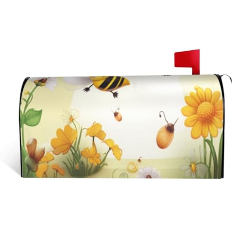 Flying Bees Briefkastenabdeckung aus wasserdichtem Stoff mit Magnetverschluss, anpassbare dekorative Hülle für Briefkästen im Freien, passend für 64,8 x 53,3 cm Flying Bees Briefkastenabdeckung aus wasserdichtem Stoff mit Magnetverschluss, anpassbare dekorative Hülle für Briefkästen im Freien, passend für 64,8 x 53,3 cm von ZXMDZTSS
