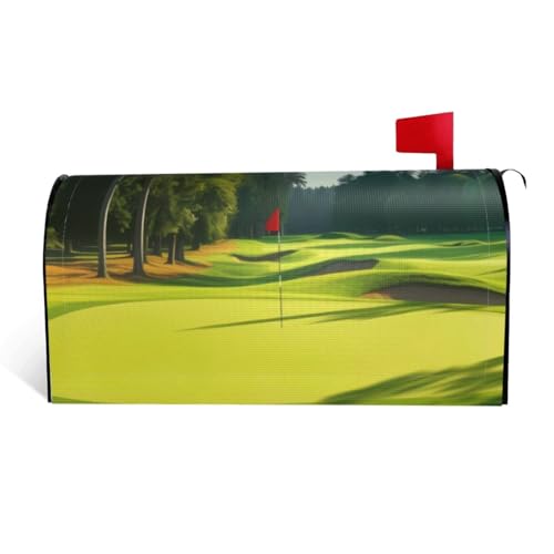 Golfplatz-Rasen-Druck, wasserdichte Stoff-Briefkastenabdeckung mit Magnetverschluss, anpassbare dekorative Hülle für Briefkästen im Freien, passend für 64,8 x 53,3 cm Golfplatz-Rasen-Druck, wasserdichte Stoff-Briefkastenabdeckung mit Magnetverschluss, anpassbare dekorative Hülle für Briefkästen im Freien, passend für 64,8 x 53,3 cm von ZXMDZTSS