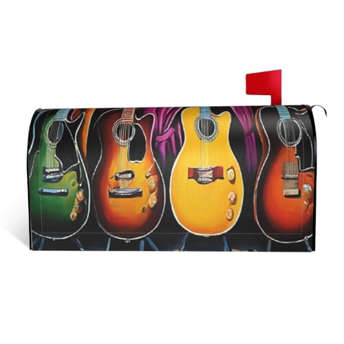 Guitar Collection Briefkastenabdeckung aus wasserdichtem Stoff mit Magnetverschluss, anpassbare dekorative Hülle für Briefkästen im Freien, passend für 53,3 x 45,7 cm von ZXMDZTSS