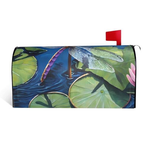 Libellenmalerei – Druck wasserdichte Stoffbriefkastenabdeckung mit Magnetverschluss – anpassbare dekorative Hülle für Briefkästen im Freien – passend für 64,8 x 53,3 cm von ZXMDZTSS