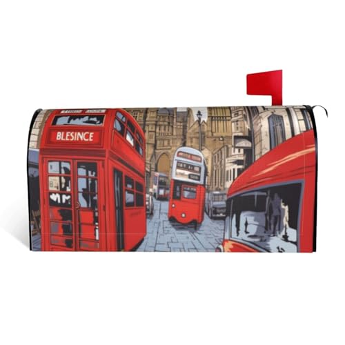 London Briefkastenabdeckung aus wasserdichtem Stoff mit Magnetverschluss, anpassbare dekorative Hülle für Briefkästen im Freien, passend für 53,3 x 45,7 cm von ZXMDZTSS
