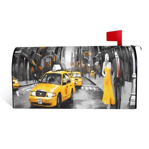 Love from New York Briefkastenabdeckung aus wasserdichtem Stoff mit Magnetverschluss, anpassbare dekorative Hülle für Briefkästen im Freien, passend für 53,3 x 45,7 cm von ZXMDZTSS