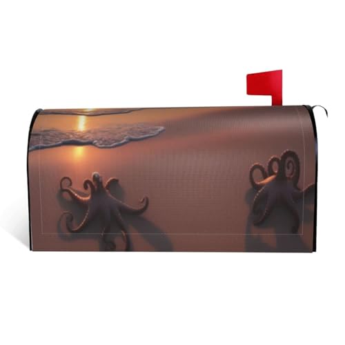 Octopus Beach – Bedruckte wasserdichte Stoff-Briefkastenabdeckung mit Magnetverschluss – anpassbare dekorative Hülle für Outdoor-Briefkästen – passend für 53,3 x 45,7 cm Octopus Beach – Bedruckte wasserdichte Stoff-Briefkastenabdeckung mit Magnetverschluss – anpassbare dekorative Hülle für Outdoor-Briefkästen – passend für 53,3 x 45,7 cm von ZXMDZTSS