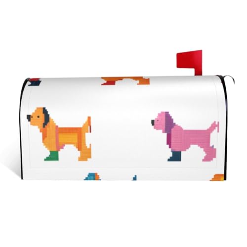 Süße Dackel-Hunde-Druck, wasserdichte Stoff-Briefkastenabdeckung mit Magnetverschluss, anpassbare dekorative Hülle für Briefkästen im Freien, passend für 53,3 x 45,7 cm von ZXMDZTSS