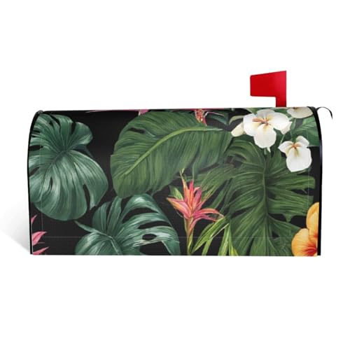 Tropische Blumen – Druck wasserdichte Stoffbriefkastenabdeckung mit Magnetverschluss – anpassbare dekorative Hülle für Briefkästen im Freien – passend für 53,3 x 45,7 cm Tropische Blumen – Druck wasserdichte Stoffbriefkastenabdeckung mit Magnetverschluss – anpassbare dekorative Hülle für Briefkästen im Freien – passend für 53,3 x 45,7 cm von ZXMDZTSS