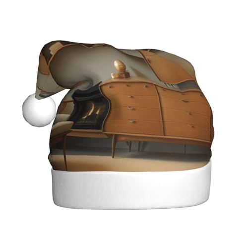 ZXMDZTSS Bedruckter Heimschrank – Druck für Erwachsene, Plüsch-Weihnachtsmütze, gemütlich, festlich, Weihnachtsmann-Kopfbedeckung, Pom-Pom für Weihnachten, Partys, Feiertage. von ZXMDZTSS