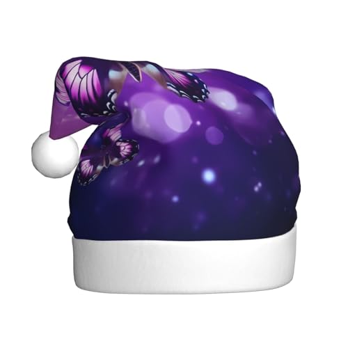 ZXMDZTSS Plüsch-Weihnachtsmütze für Erwachsene, mit Schmetterlings-Aufdruck, gemütlich, festlich, Weihnachtsmann-Kopfbedeckung, Pompon für Weihnachten, Partys, Feiertage. ZXMDZTSS Plüsch-Weihnachtsmütze für Erwachsene, mit Schmetterlings-Aufdruck, gemütlich, festlich, Weihnachtsmann-Kopfbedeckung, Pompon für Weihnachten, Partys, Feiertage. von ZXMDZTSS