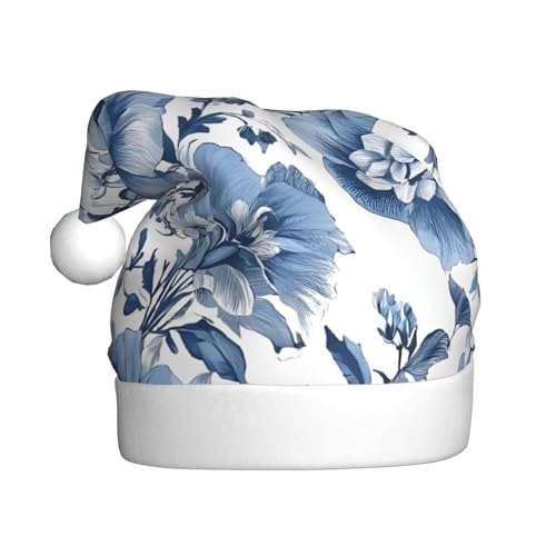 ZXMDZTSS Plüsch-Weihnachtsmütze mit Blumendruck, gemütlich, festlich, Weihnachtsmann-Kopfbedeckung, Pompon für Weihnachten, Partys, Feiertage. von ZXMDZTSS