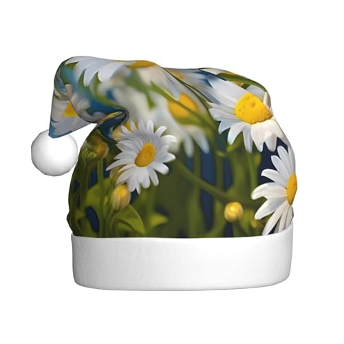 ZXMDZTSS Plüsch-Weihnachtsmütze mit Blumendruck, gemütlich, festlich, Weihnachtsmann-Kopfbedeckung, Pompon für Weihnachten, Partys, Feiertage. von ZXMDZTSS