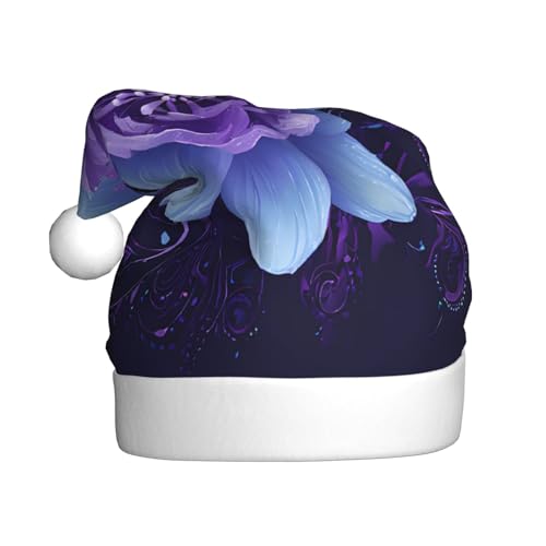 ZXMDZTSS Rechteckiger Mandala-Druck für Erwachsene, Plüsch-Weihnachtsmütze, gemütlich, festlich, Weihnachtsmann-Kopfbedeckung, Pom-Pom für Weihnachten, Partys, Feiertage. von ZXMDZTSS