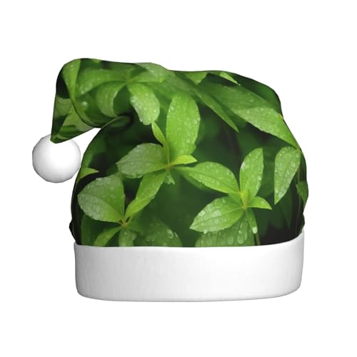 ZXMDZTSS Weihnachtsmütze für Erwachsene, Motiv: Blatt mit Regen-Druck, Plüsch, gemütlich, festlich, Weihnachtsmann-Kopfbedeckung, Pom-Pom für Weihnachten, Partys, Feiertage. ZXMDZTSS Weihnachtsmütze für Erwachsene, Motiv: Blatt mit Regen-Druck, Plüsch, gemütlich, festlich, Weihnachtsmann-Kopfbedeckung, Pom-Pom für Weihnachten, Partys, Feiertage. von ZXMDZTSS