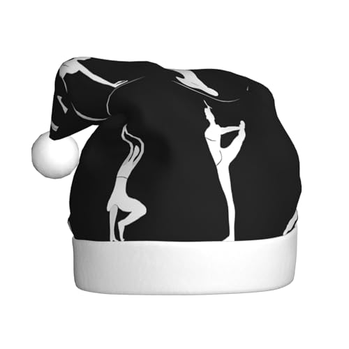 ZXMDZTSS Yoga-Druck für Erwachsene, Plüsch-Weihnachtsmütze, gemütlich, festlich, Weihnachtsmann-Kopfbedeckung, Pompon für Weihnachten, Partys, Feiertage. von ZXMDZTSS