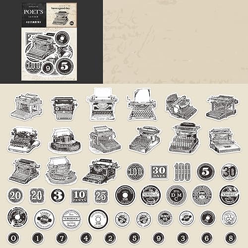 ZXMNBH Aufkleber für Scrapbooking-Set, Schreibmaschine, ästhetisches Papier, Tagebuch, Planer, Junk, Journaling, dekoratives Zubehör, 50 Stück/Packung ZXMNBH Aufkleber für Scrapbooking-Set, Schreibmaschine, ästhetisches Papier, Tagebuch, Planer, Junk, Journaling, dekoratives Zubehör, 50 Stück/Packung von ZXMNBH
