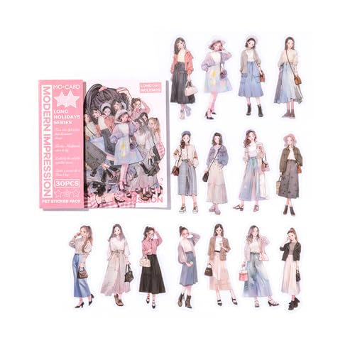 ZXMNBH PET-Aufkleber für Scrapbooking, modernes Mädchen, ästhetisches Papier, Tagebuch, Planer, Junk, Journaling, dekoratives Zubehör, 30 Stück/Packung ZXMNBH PET-Aufkleber für Scrapbooking, modernes Mädchen, ästhetisches Papier, Tagebuch, Planer, Junk, Journaling, dekoratives Zubehör, 30 Stück/Packung von ZXMNBH