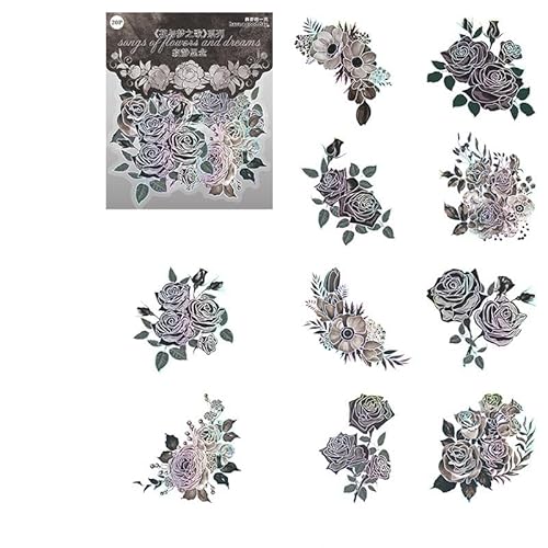 ZXMNBH PET Aufkleber für Scrapbooking Kit Dunkelheit Blume Ästhetisches Papier Tagebuch Planer Junk Bullet Journaling Dekorative Lieferungen 20 Stück/Packung von ZXMNBH