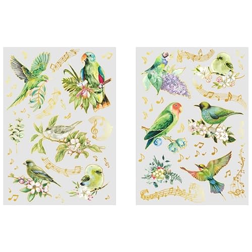 ZXMNBH PET-Bronzing-Aufkleber für Scrapbooking, exquisites Vogel-ästhetisches Papier, Tagebuch, Planer, Junk Bullet Journaling, dekoratives Zubehör, 2 Stück/Packung ZXMNBH PET-Bronzing-Aufkleber für Scrapbooking, exquisites Vogel-ästhetisches Papier, Tagebuch, Planer, Junk Bullet Journaling, dekoratives Zubehör, 2 Stück/Packung von ZXMNBH
