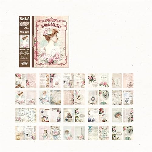 ZXMNBH Papier für Scrapbooking-Set, blühende Collage, Tagebuch, Planer, Materialien, Erwachsene, Junk, Journaling, Dekoration, Zubehör, 40 Stück/Packung ZXMNBH Papier für Scrapbooking-Set, blühende Collage, Tagebuch, Planer, Materialien, Erwachsene, Junk, Journaling, Dekoration, Zubehör, 40 Stück/Packung von ZXMNBH