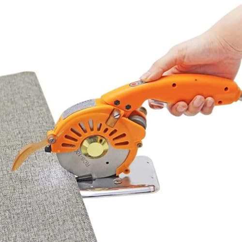 ZXNANA Elektrische Stoffschneidemaschine, elektrischer rotierender Stoffschneider, rotierende Schnitthöhe 27 mm elektrischer Rotationsschneider Orange Alles Kupfermotor (125C) von ZXNANA
