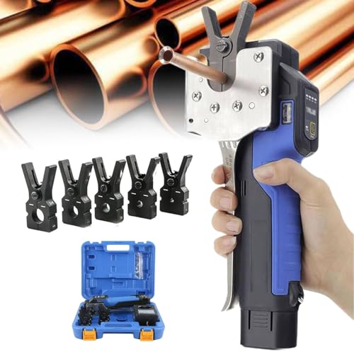 ZXNANA Elektrisches Bördelwerkzeug-Set, 1/4" - 3/4" Kupfer-Bördelwerkzeug-Bördellehre, 5/8/9 Spannfutter Klemmen 45° Exzenter-Typ Bördel 2000 mAh (9chucks) von ZXNANA
