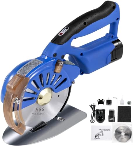 ZXNANA Kabellose Stoffschneidemaschine Einstellbare Geschwindigkeit Hand Push Elektrischer Dreh für Stoff, Schnittfaser Baumwolle, Wellpappe, Seide, Leder (RCS) von ZXNANA