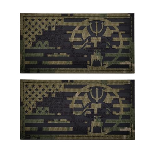 2 PCS Camouflage Piratenflaggenaufnäher, reflektierende taktische Moralapplikation, Haken- und Schleifenverschluss, US Flaggenaufnäher (4,as Shown) von ZXRSJBL